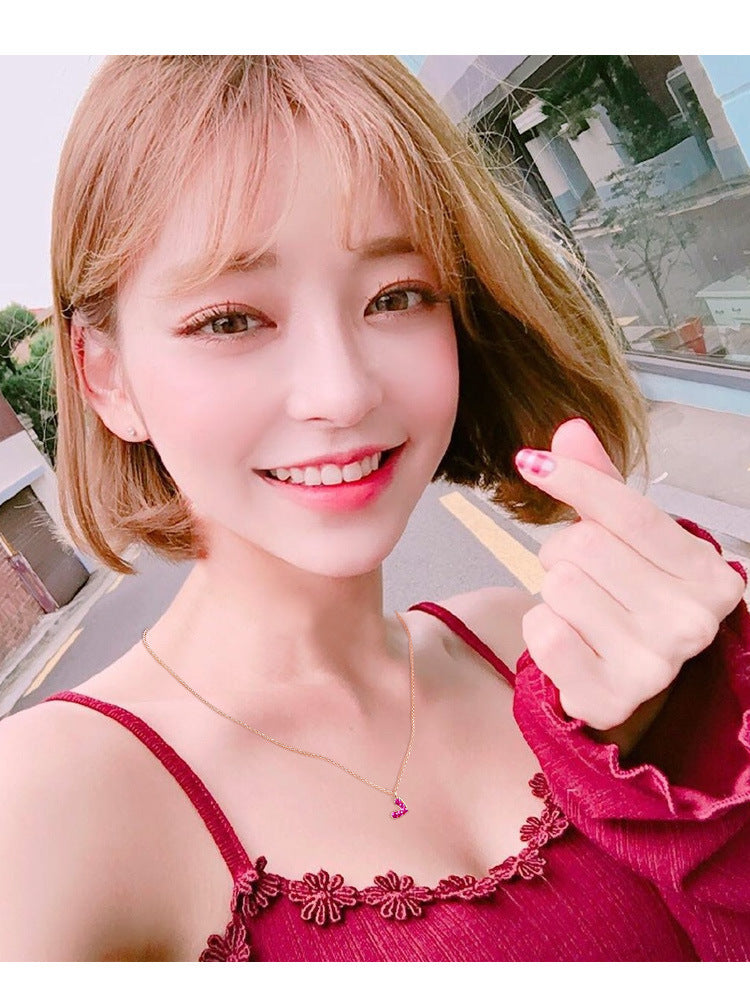 Wholesale Red Heart Pendant Clavicle Necklaces